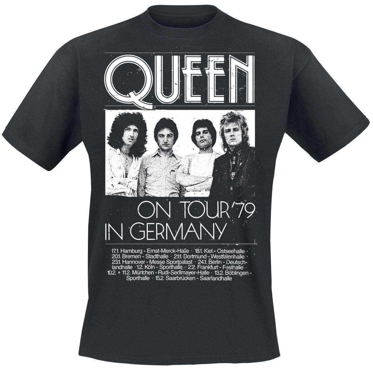 Queen T-Shirt - Germany Tour 79 - S bis XXL - für Männer - Größe L - schwarz  - Lizenziertes Merchandise! von Queen