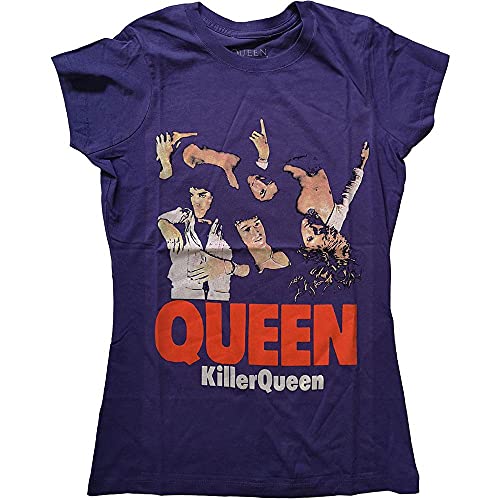 Queen T Shirt Killer Band Logo Nue offiziell Damen Skinny Fit Purple M von Queen