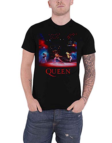 Queen T Shirt Live Shot Freddie Spotlight Band Logo Nue offiziell Herren Schwarz L von Queen