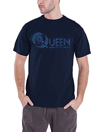 Queen T Shirt News of The World Vintage Logo 40 Years offiziell Herren Navy Blau XL von Queen