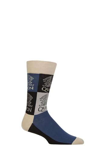 Rock Off Trade Queen Socken Crest Blocks Band Logo Nue offiziell Herren Navy Blau (UK Size 7 - von Queen