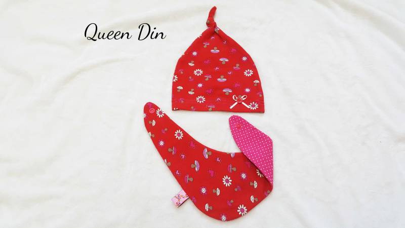 Babyset Mütze Und Wendehalstuch, Kopfumfang Ca. 34-38 cm von QueenDin