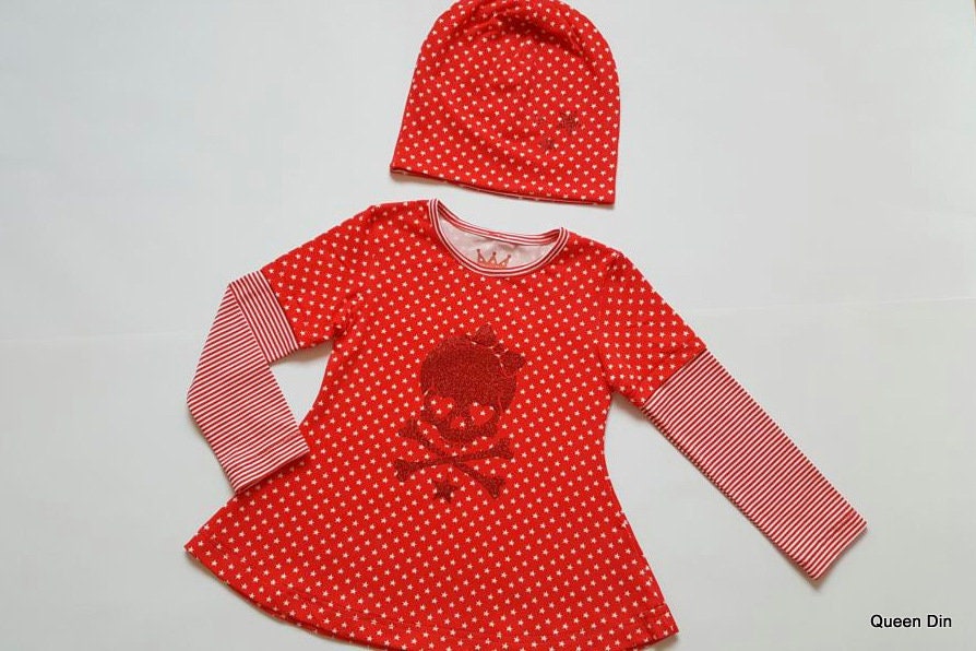 Langarmshirt Gr. 110/116 + Beanie von QueenDin