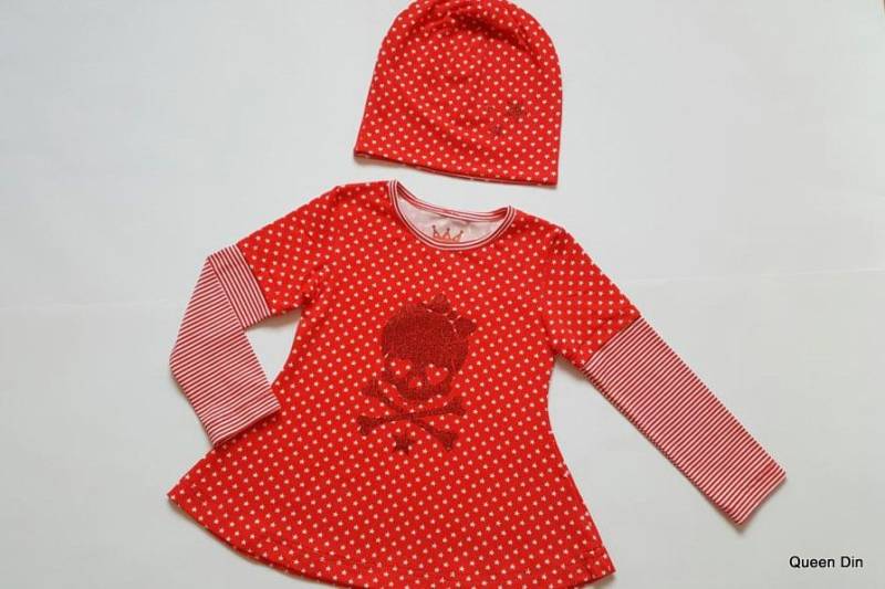 Langarmshirt Gr. 110/116 + Beanie von QueenDin
