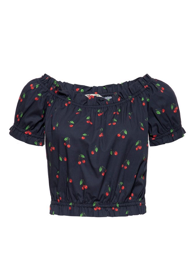 QueenKerosin Kurzarmbluse Cherry mit Allover-Print von QueenKerosin