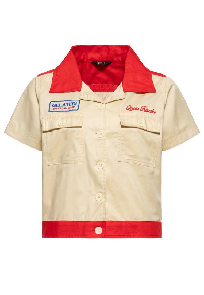 QueenKerosin Kurzarmbluse Gelateri im Retro-Look von QueenKerosin