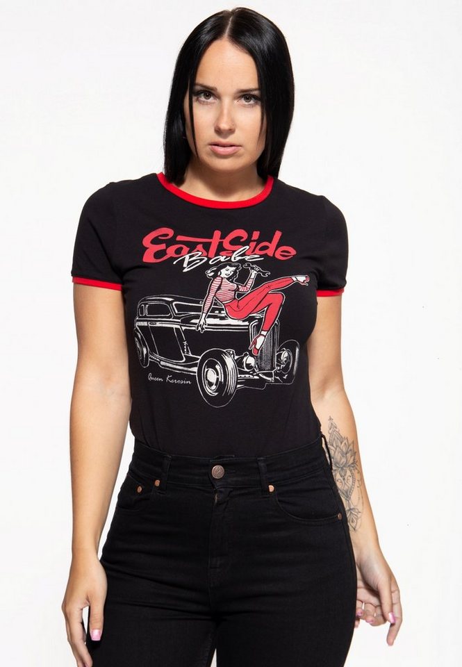 QueenKerosin Kurzarmshirt East Side Babe mit Retro-Print von QueenKerosin