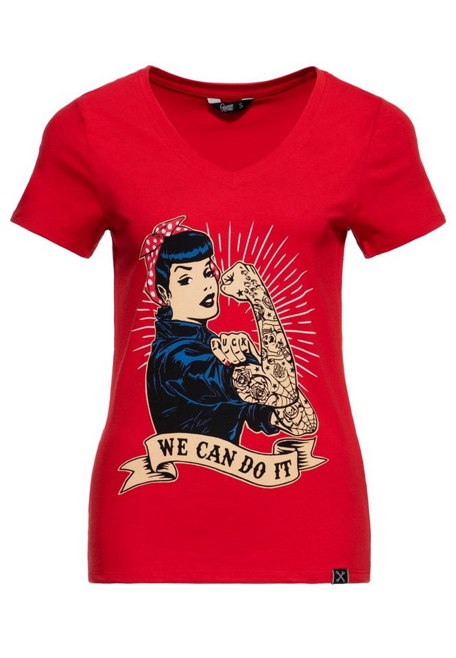 QueenKerosin Kurzarmshirt We can do it mit großem Vintage Druck vorne von QueenKerosin