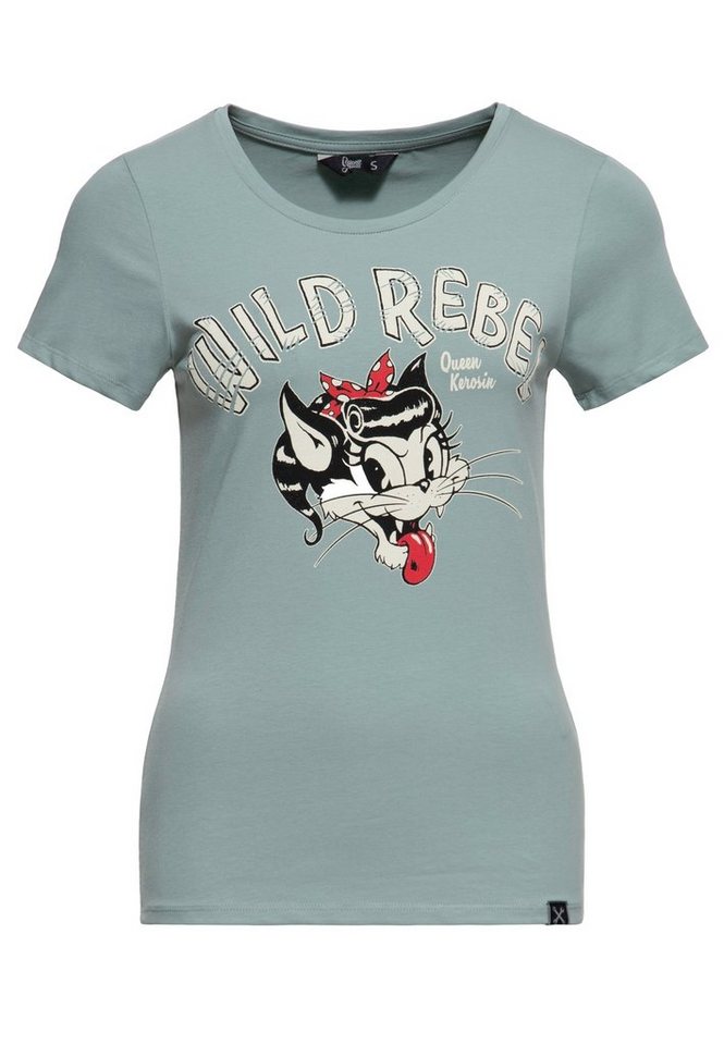 QueenKerosin Kurzarmshirt Wild Rebel mit Cartoon Print von QueenKerosin