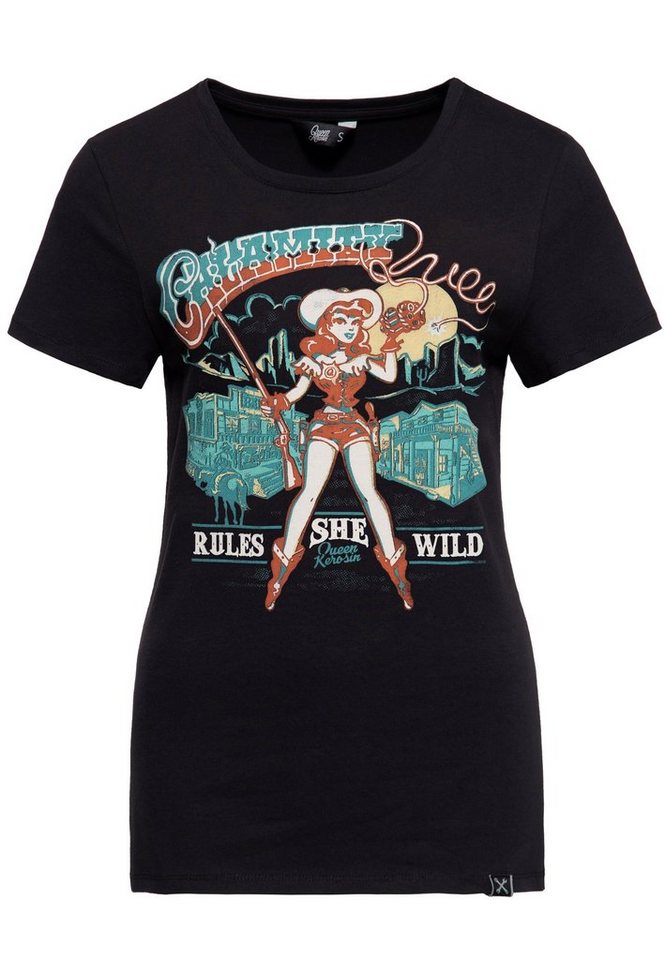 QueenKerosin Print-Shirt Calamity Queen (1-tlg) mit plakativem vintage Front Print im Cowgirl Design von QueenKerosin