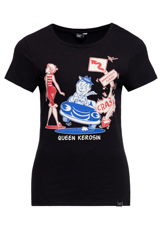 QueenKerosin Print-Shirt Dangerous Curves (1-tlg) mit 50s Comic Art Print von QueenKerosin