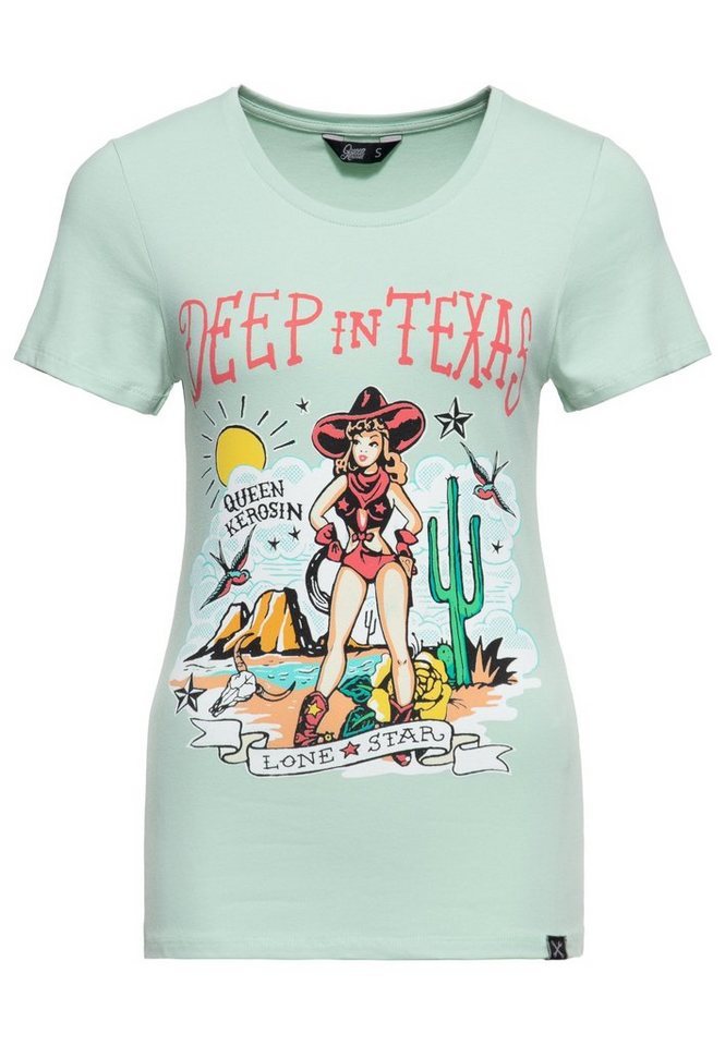 QueenKerosin Print-Shirt Deep in Texas (1-tlg) mit Retro Front Print von QueenKerosin