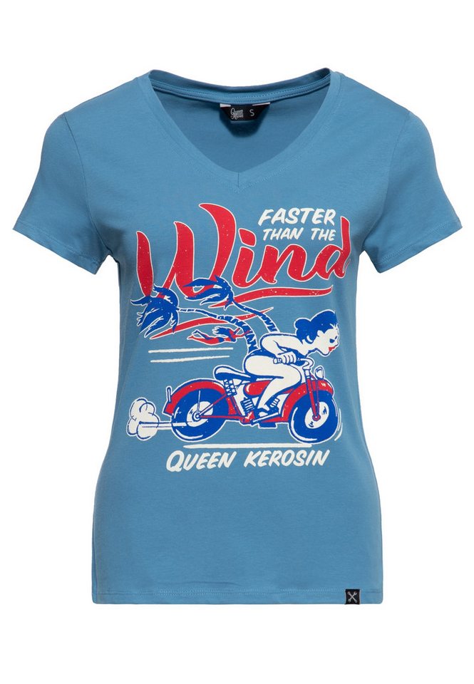 QueenKerosin Print-Shirt Faster Than The Wind (1-tlg) mit Vintage-Comic Print von QueenKerosin