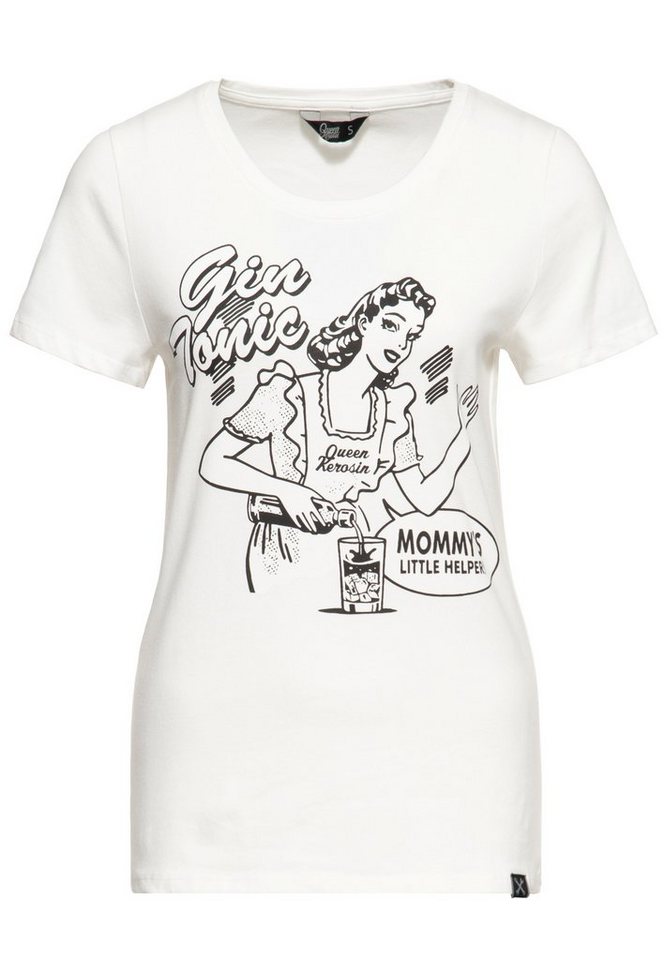 QueenKerosin Print-Shirt Gin Tonic (1-tlg) mit vintage Front Print im Pin-up Design von QueenKerosin