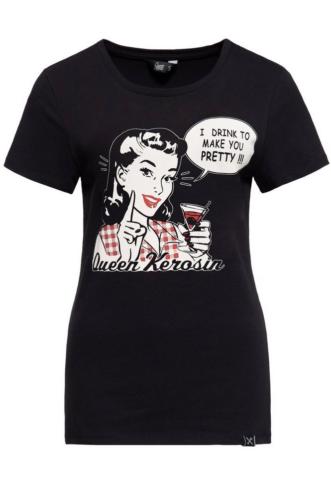 QueenKerosin Print-Shirt I Drink to make you pretty (1-tlg) mit Vintage-Motiv von QueenKerosin