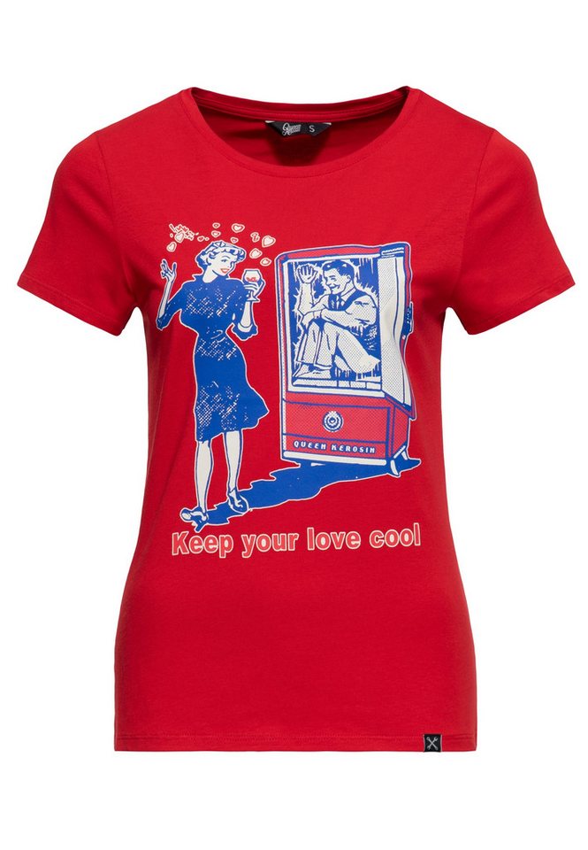 QueenKerosin Print-Shirt Keep Your Love Cool (1-tlg) mit 50s Style Comic Art von QueenKerosin