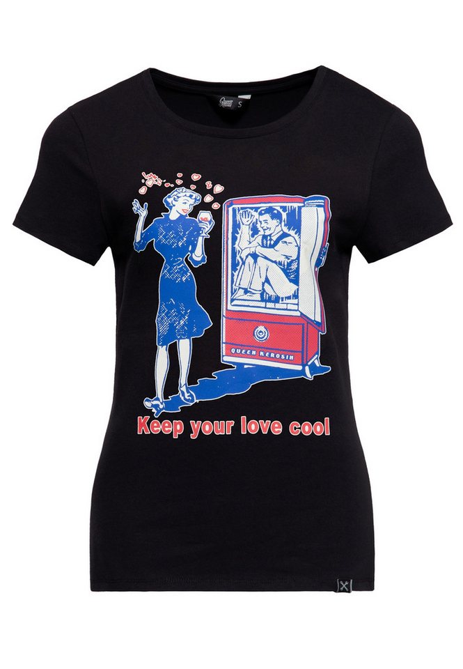 QueenKerosin Print-Shirt Keep Your Love Cool (1-tlg) mit 50s Style Comic Art von QueenKerosin