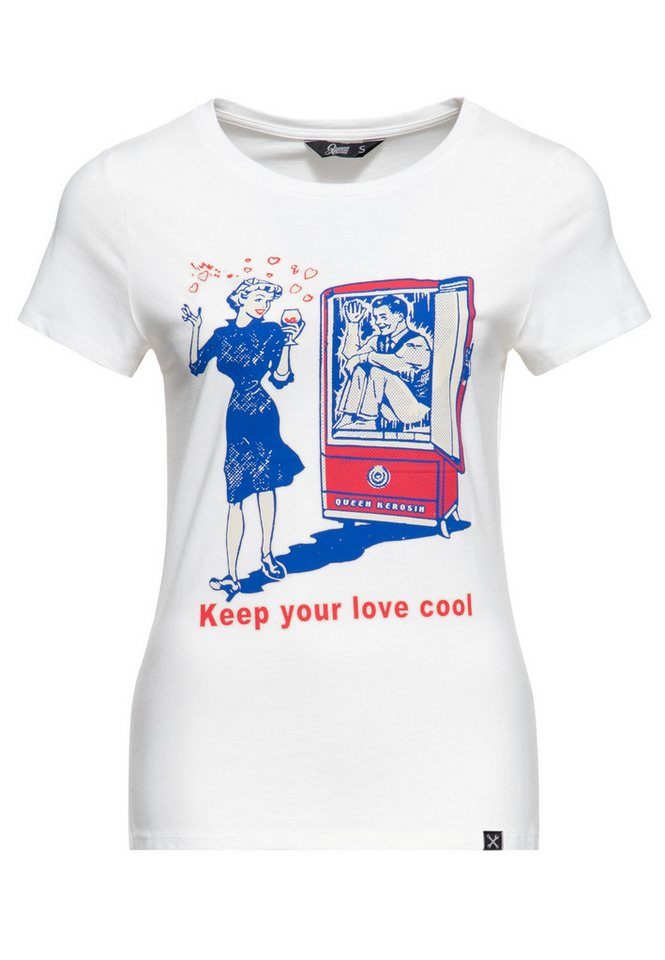 QueenKerosin Print-Shirt Keep Your Love Cool (1-tlg) mit 50s Style Comic Art von QueenKerosin