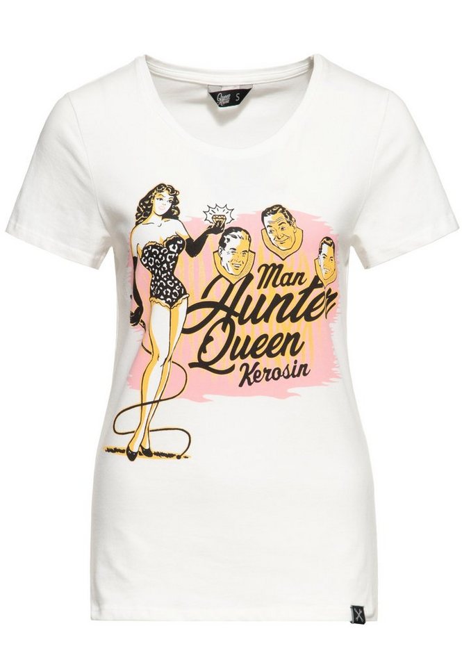 QueenKerosin Print-Shirt Man Hunter (1-tlg) mit vintage Front Print im Pin-up Design von QueenKerosin