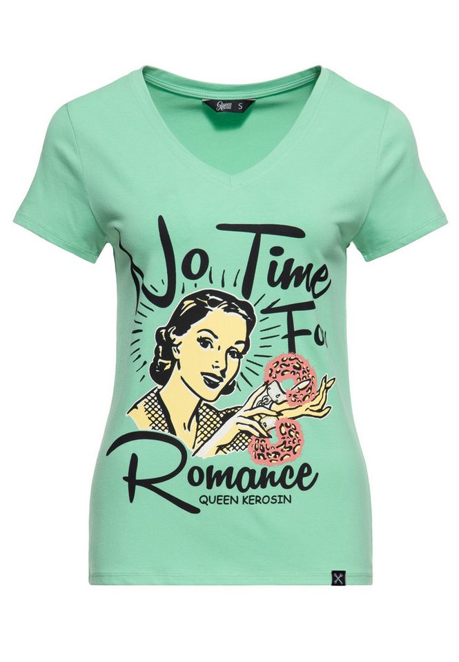 QueenKerosin Print-Shirt No Time For Romance (1-tlg) mit Front-Print im 50s Style von QueenKerosin