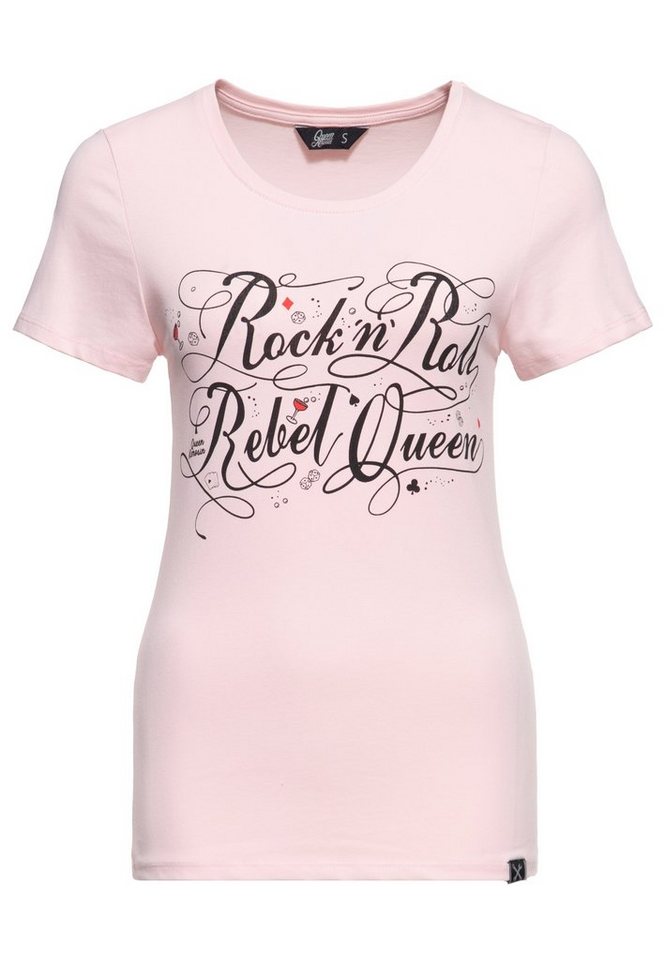 QueenKerosin Print-Shirt Rock'n'Roll Rebel Queen (1-tlg) mit Statement Vintage Front Print von QueenKerosin