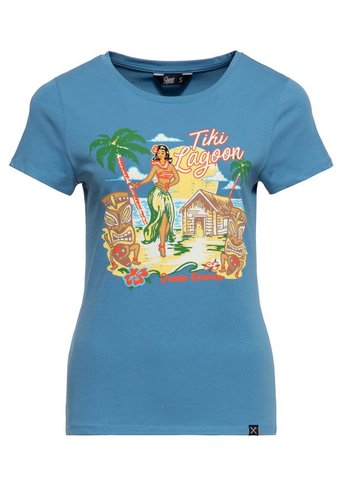 QueenKerosin Print-Shirt Tiki Lagoon (1-tlg) mit hawaiianischem Artwork von QueenKerosin