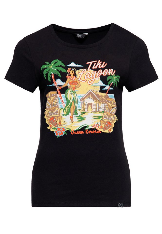 QueenKerosin Print-Shirt Tiki Lagoon (1-tlg) mit hawaiianischem Artwork von QueenKerosin