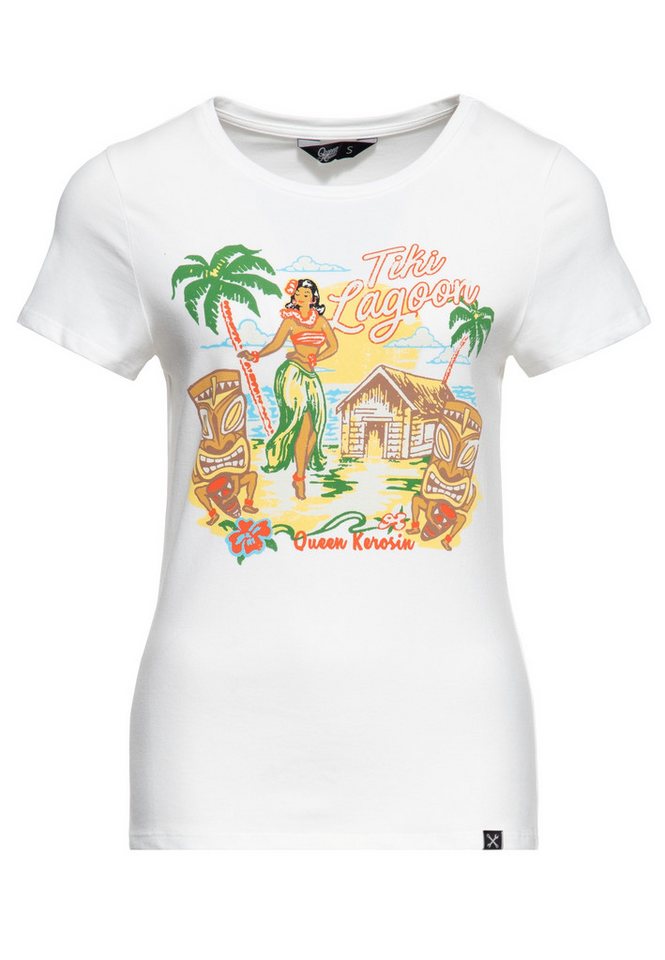 QueenKerosin Print-Shirt Tiki Lagoon (1-tlg) mit hawaiianischem Artwork von QueenKerosin