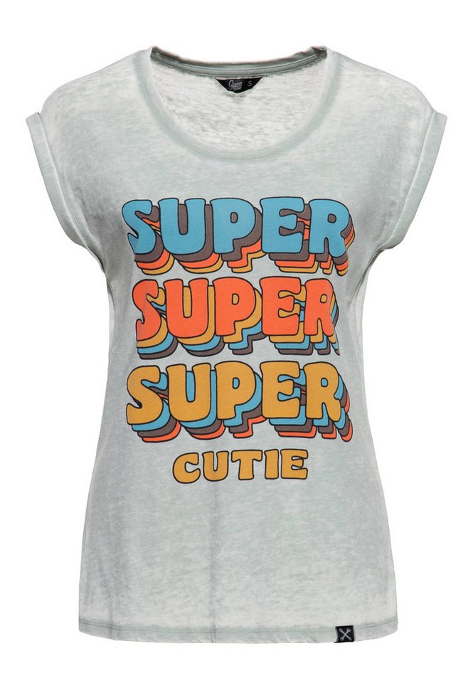 QueenKerosin Print-Shirt Super Cutie (1-tlg) Frontprint im 70s Style von QueenKerosin