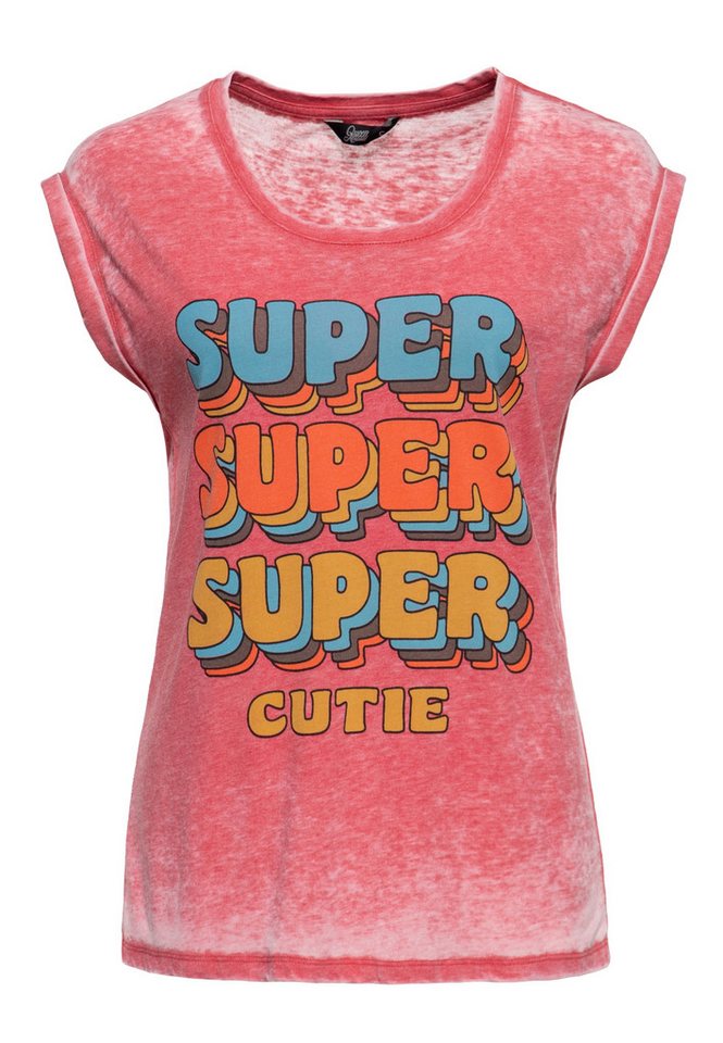 QueenKerosin Print-Shirt Super Cutie (1-tlg) Frontprint im 70s Style von QueenKerosin