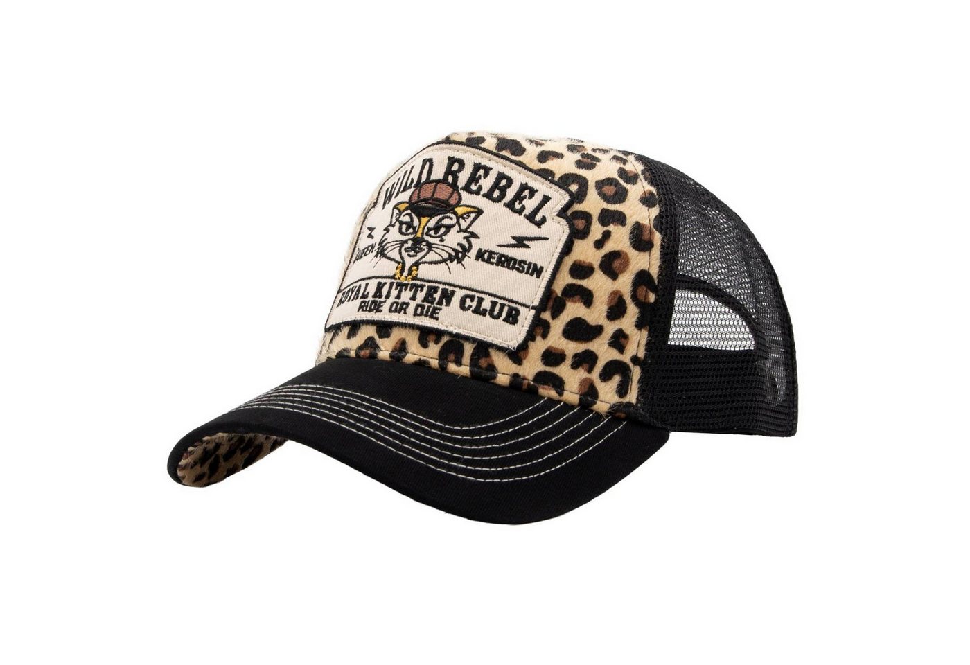 QueenKerosin Trucker Cap Queen Kerosin Ladies Trucker Mesh Cap (Basecap, Basecap, Meshcap, Trucker Kappe) Leopard Muster von QueenKerosin