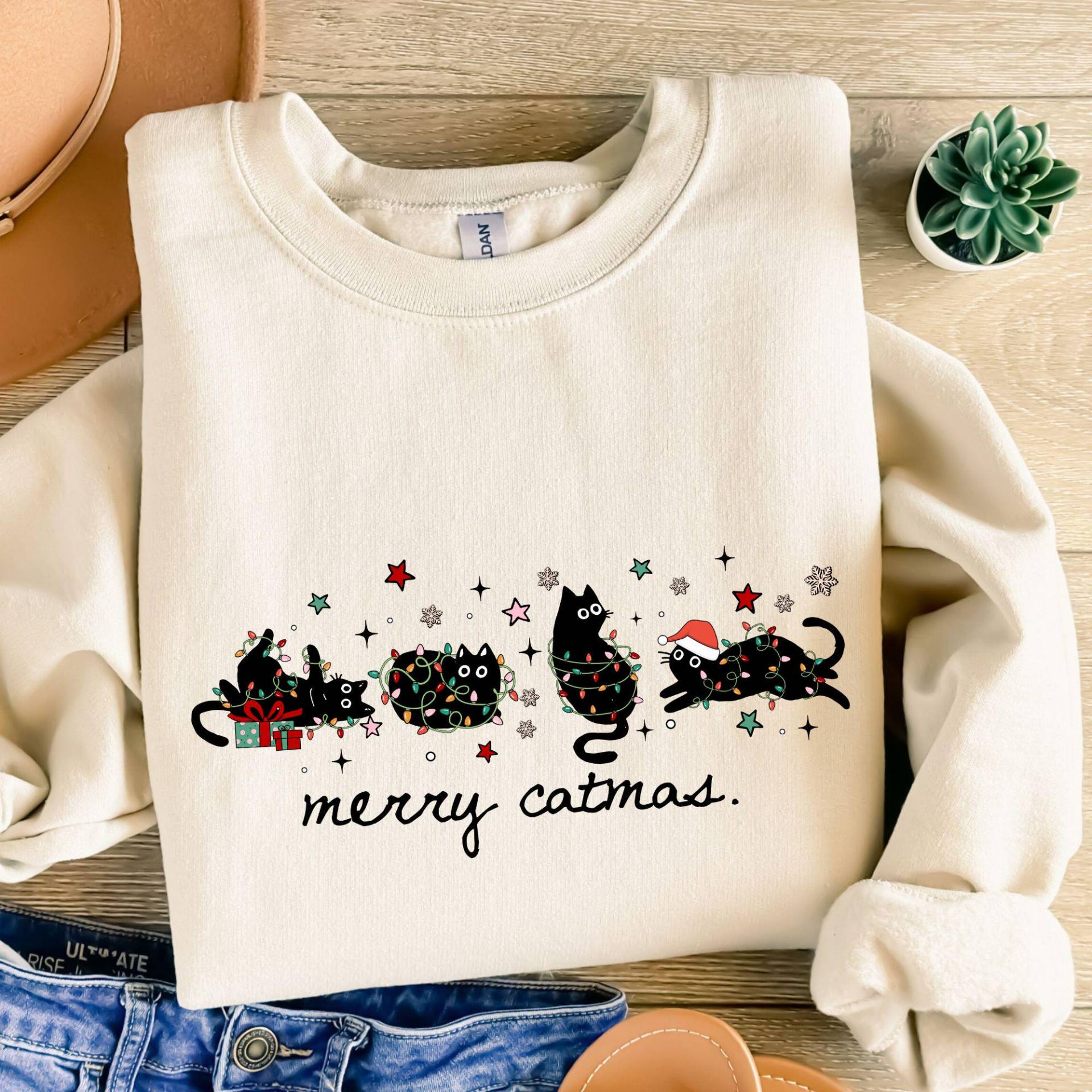 Katzen Weihnachtspullover Lustig Ugly Christmas Sweater Freund, Hässlicher Pulli Weihnachten Geschenk Frau Damen Kleidung Mann Xmas Nikolaus von QueenOfMyOwnEmpire