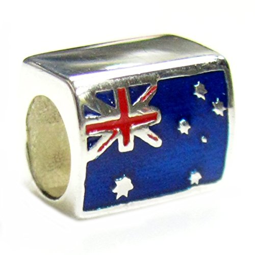 Queenberry Schmuckanhänger aus Sterlingsilber, emailliert, Design: Australische Flagge, passend für Charm-Armbänder von Queenberry