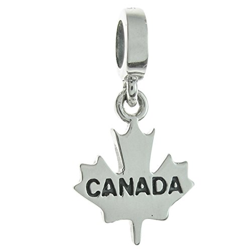 Queenberry Sterling Silber Kanada Maple Leaf im europäischen Stil Dangle Bead Charm von Queenberry