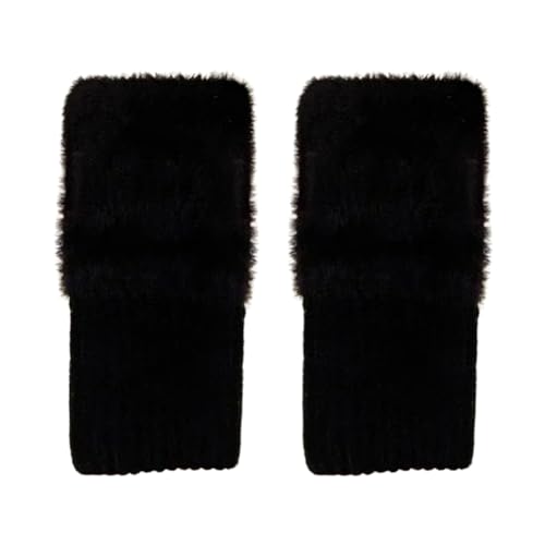 Queenbox 1 Paar fingerlose Handschuhe für Damen, Plüsch-Halbfingerhandschuhe, warme Winterhandschuhe, flauschige Fäustlinge für Damen und Mädchen von Queenbox