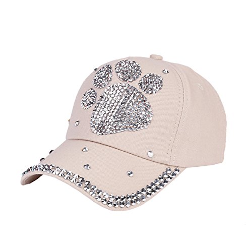 Queenbox Baseball Cap Mit Strass Bling Luxus Kinder Junge Mädchen Baby Sommer Lässig Einstellbar Hip Hop Sonnenblende Hut, Beige von Queenbox