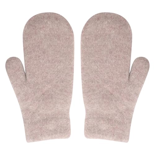 Queenbox Plüschige Kaschmir-Fäustlinge, einfarbige Woll-Fäustlinge, warme Winter-Fäustlinge, gestrickte Vollfinger-Handschuhe, Fäustlinge für Damen von Queenbox