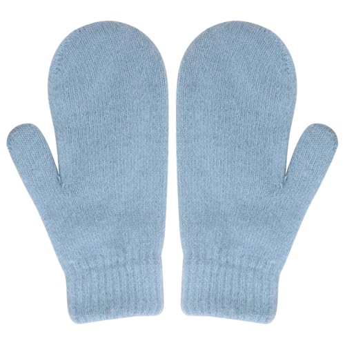 Queenbox Plüschige Kaschmir-Fäustlinge, einfarbige Woll-Fäustlinge, warme Winter-Fäustlinge, gestrickte Vollfinger-Handschuhe, Fäustlinge für Damen von Queenbox