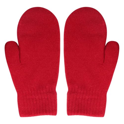 Queenbox Plüschige Kaschmir-Fäustlinge, einfarbige Woll-Fäustlinge, warme Winter-Fäustlinge, gestrickte Vollfinger-Handschuhe, Fäustlinge für Damen von Queenbox