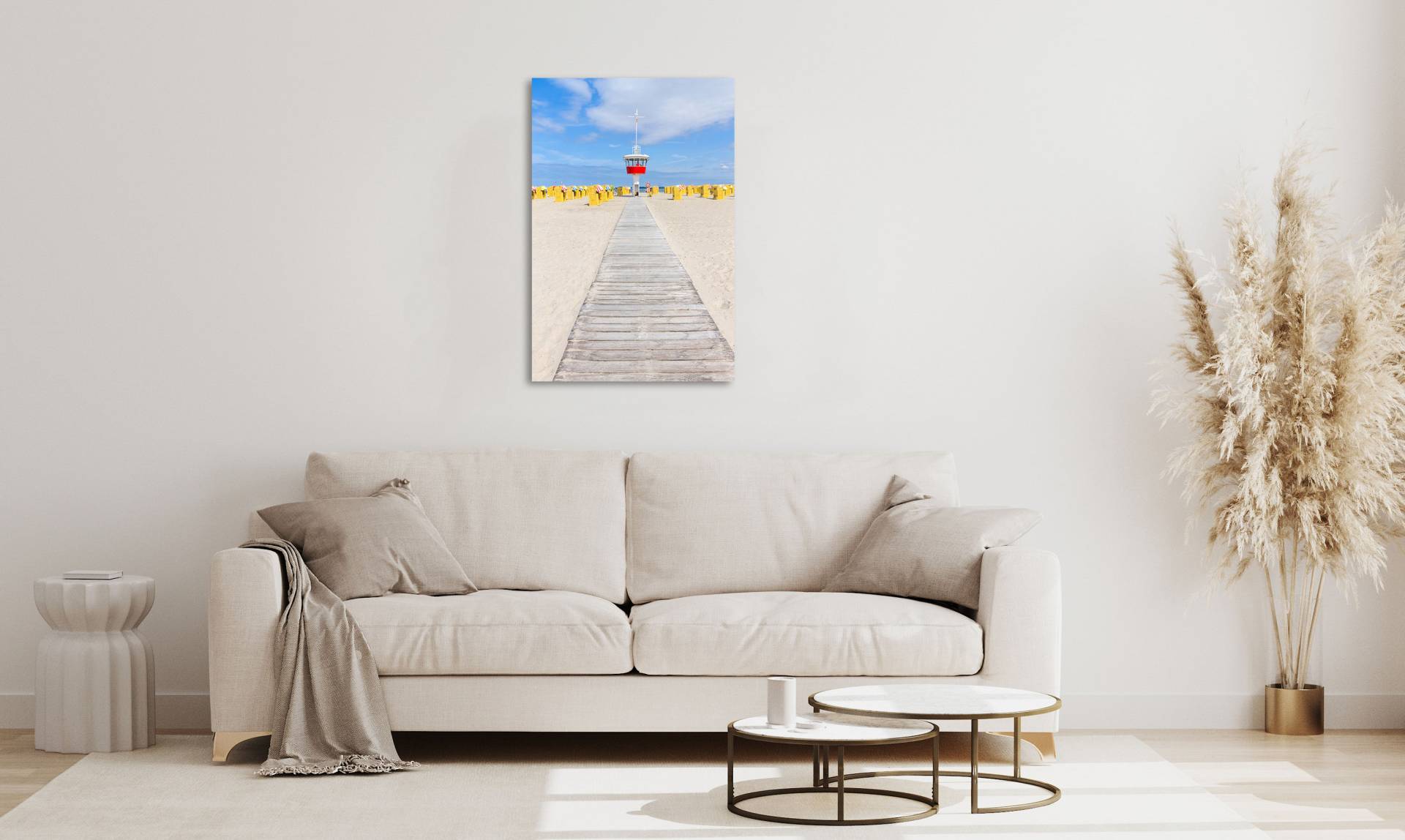 queence Acrylglasbild "Early" Leuchtturm  Meer  Meer Bilder  Steg  Strand 1 Stk. tlg. Fine Art-Print in Galeriequalität von Queence