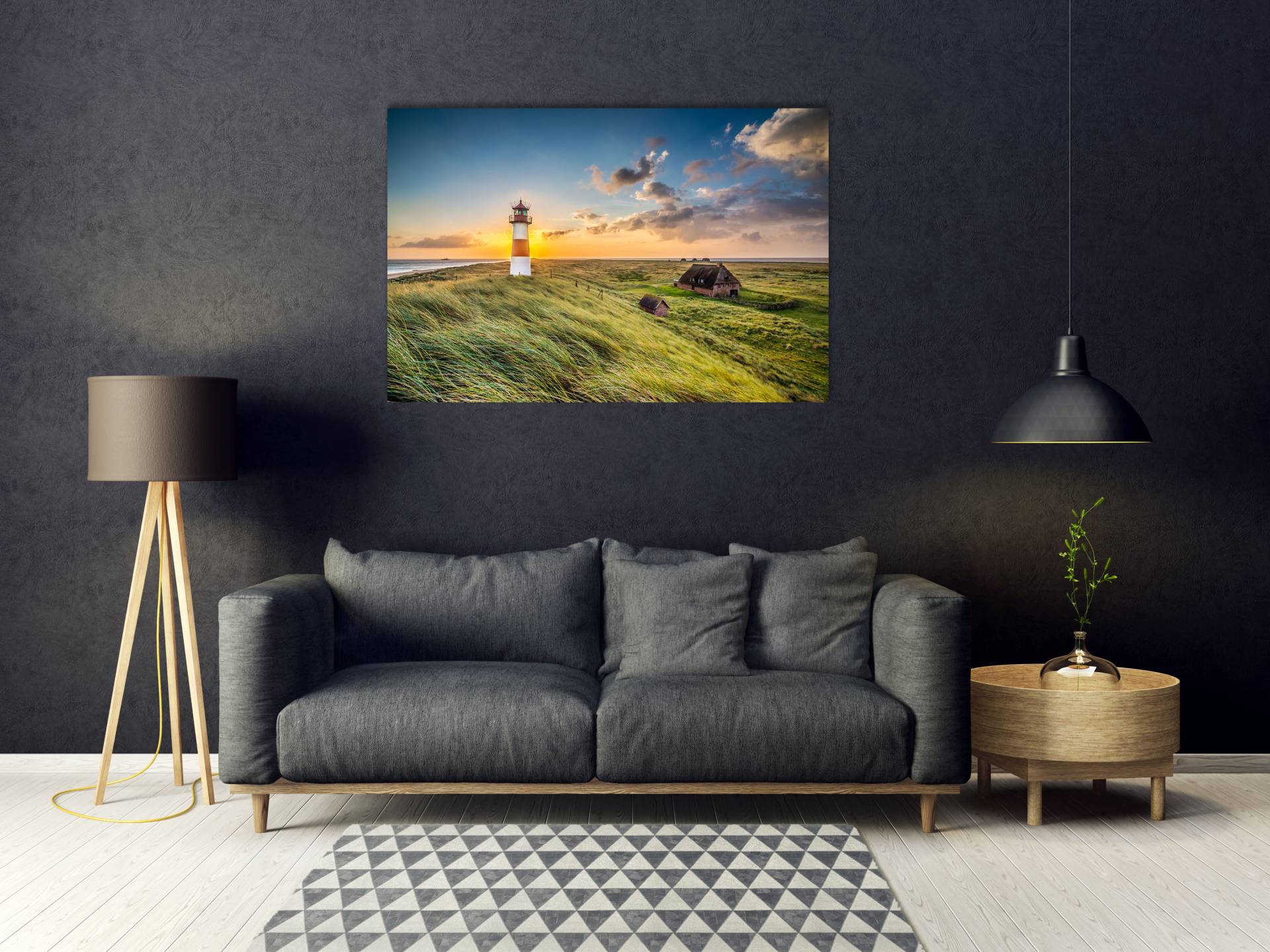 queence Acrylglasbild "Edgar", Landschaft-Himmel-Leuchtturm-Wiesen & Bäume-Spa-Spa Bilder, (1 St.), Fine Art-Print in Galeriequalität von Queence