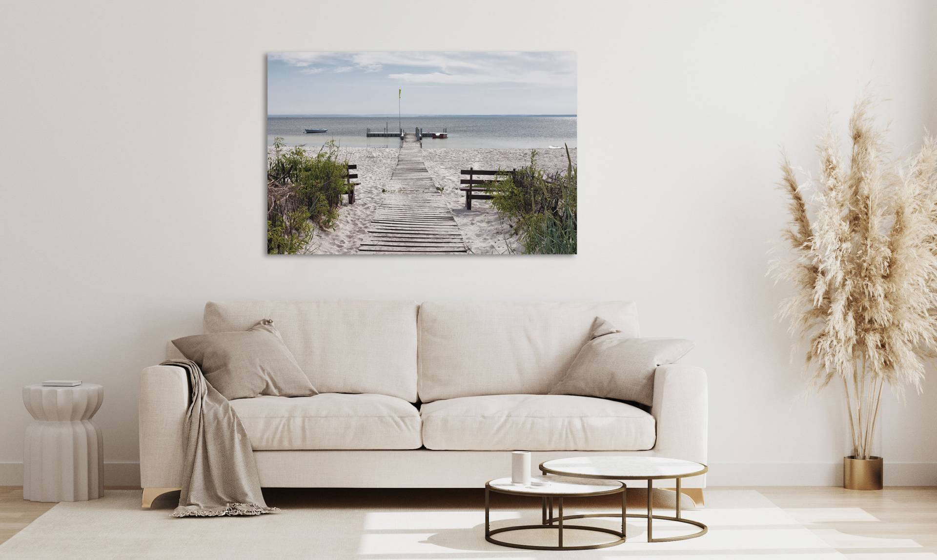 queence Acrylglasbild "Erlos" Deutschland  Düne  Gräser  Himmel  Meer  Meer Bilder  Spa  Steg  Strand 1 Stk. tlg. Fine Art-Print in Galeriequalität von Queence