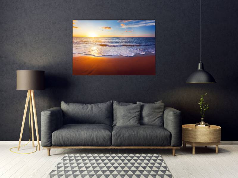 queence Acrylglasbild "Esko" Meer  Meer Bilder  Schiffe  Sonnenuntergang  Spa  Spa Bilder  Strand 1 Stk. tlg. Fine Art-Print in Galeriequalität von Queence
