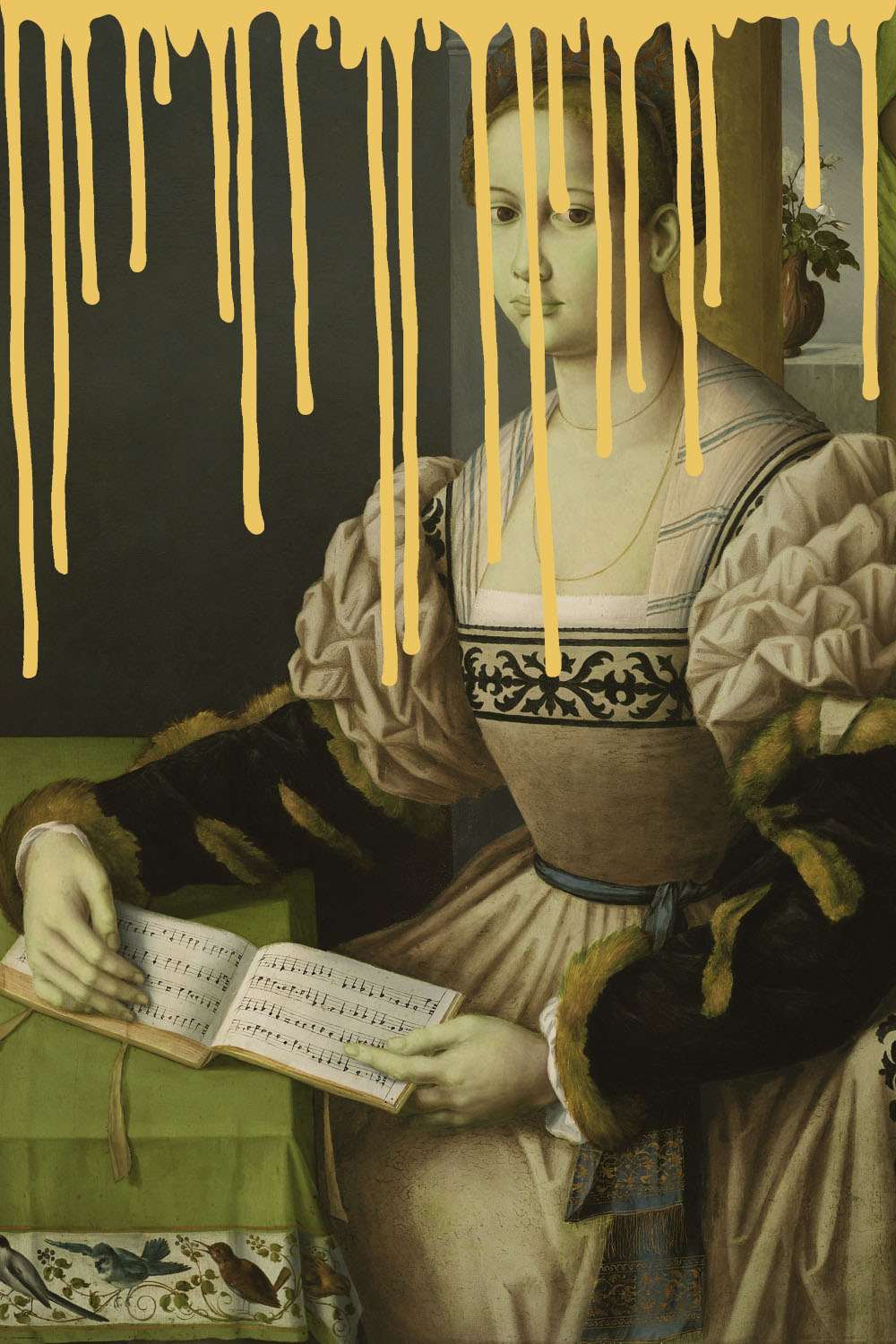 queence Acrylglasbild "Frau mit Buch und Farbklecks" Bilder von Frauen  Formen  Frau  Gemälde  Historische Persönlichkeiten  Kunst Fine Art-Print in Galeriequalität von Queence