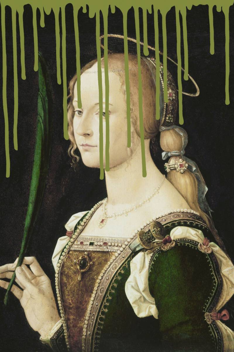 queence Acrylglasbild "Frau mit Farbklecks" Bilder von Frauen  Formen  Frau  Gemälde  Historische Persönlichkeiten  Kunst Fine Art-Print in Galeriequalität von Queence