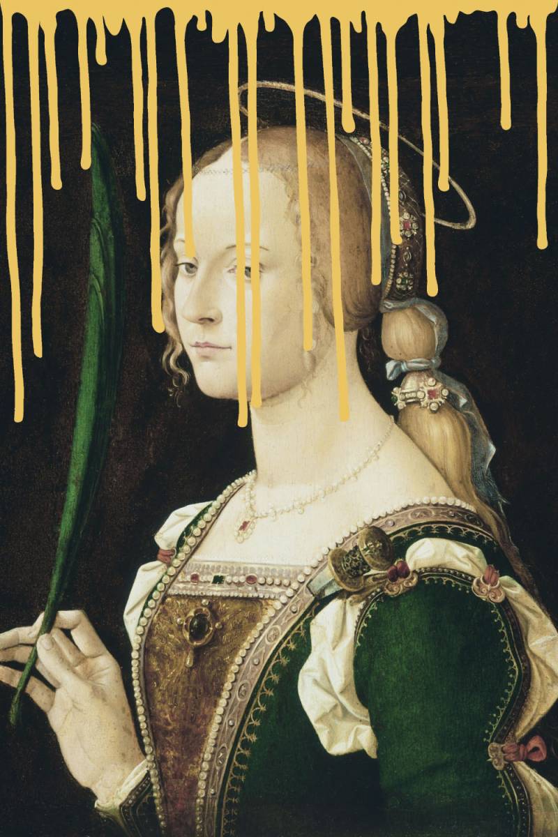 queence Acrylglasbild "Frau mit Farbklecks" Bilder von Frauen  Formen  Frau  Gemälde  Historische Persönlichkeiten  Kunst Fine Art-Print in Galeriequalität von Queence