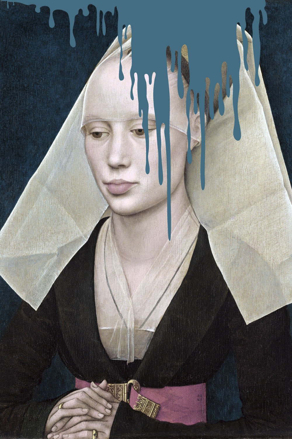 queence Acrylglasbild "Nonne mit Farbklecks" Bilder von Frauen  Formen  Frau  Gemälde  Historische Persönlichkeiten  Kirche  Kunst  Religion Fine Art-Print in Galeriequalität von Queence