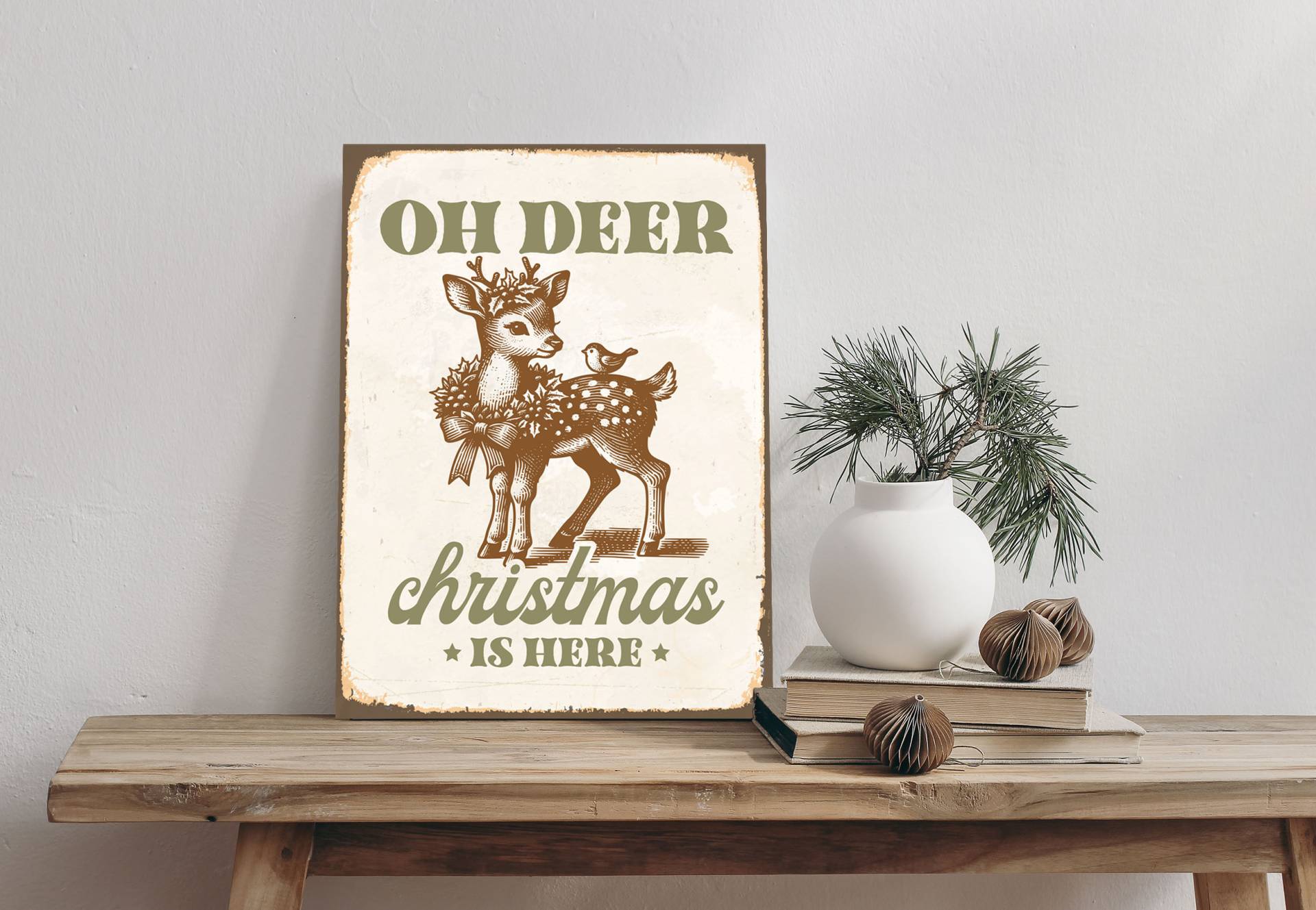 queence Alu-Dibond-Druck "Rehkitz" 1 Stk. tlg. Deer, Christmas, Schild von Queence