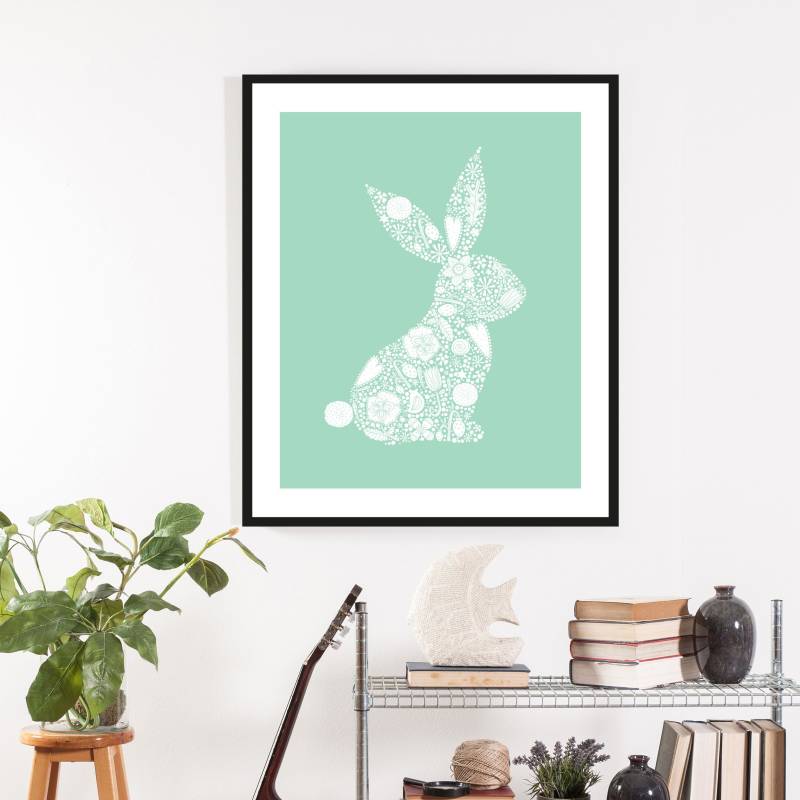 queence Bild "Akimo" Haustiere  Kunst  Ostern 1 Stk. tlg. HD Premium Poster-Druck inkl. Holzrahmen von Queence