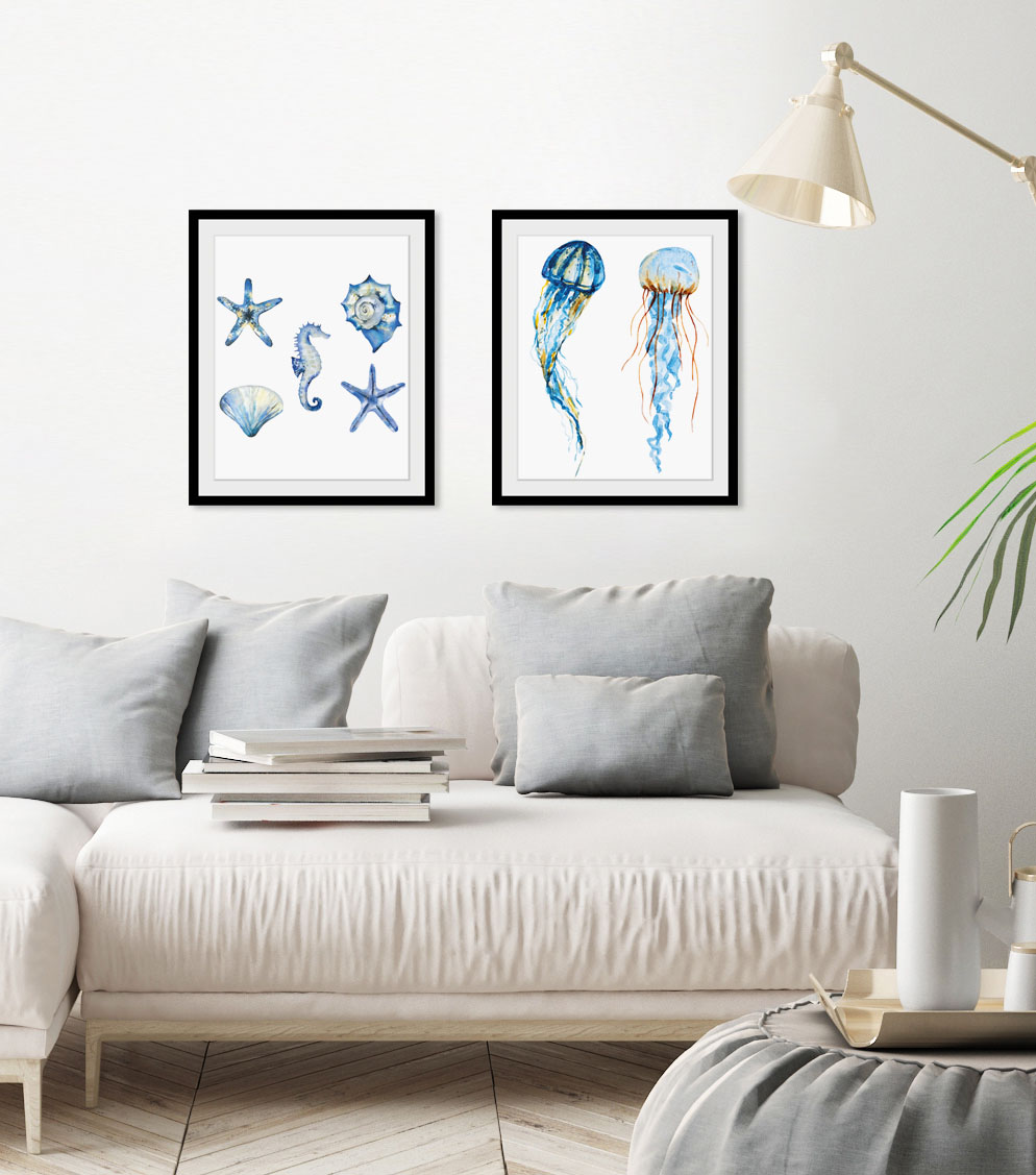 queence Bild "Alexander", Meer-Wassertiere-Kunst, (1 St.), HD Premium Poster-Druck inkl. Holzrahmen von Queence